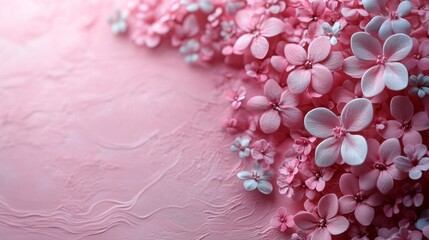 Obraz premium Delicate Pink Floral Arrangement on Textured Background Springtime Beauty. Valentine's Day 14