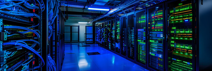 The Luminous Heart of Technology: A Detailed Insight into an Advanced IT Server Room