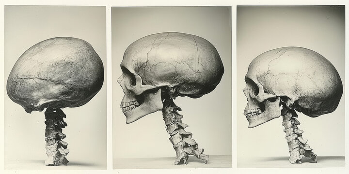 Human Skull and Spine Side View Study

 