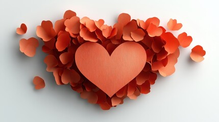 Realistic Heart Shape Design with Paper Effects and Color Border