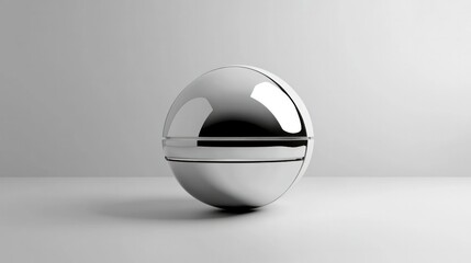 Minimalist 3D football with sleek panel alignment and a reflective finish, floating on a plain white surface.
