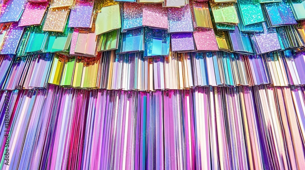 Poster colorful iridescent pattern with multicolored metallic and glitter textures