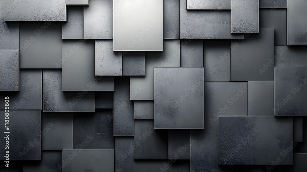 Poster overlapping geometric shapes in monochromatic abstract background