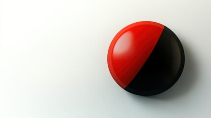 Polished red and black 3D circle graph with sharp contours, symbolizing data trends, on a minimalist white background.