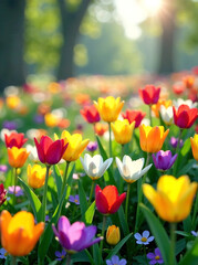 Colorful flower meadow in spring, new image