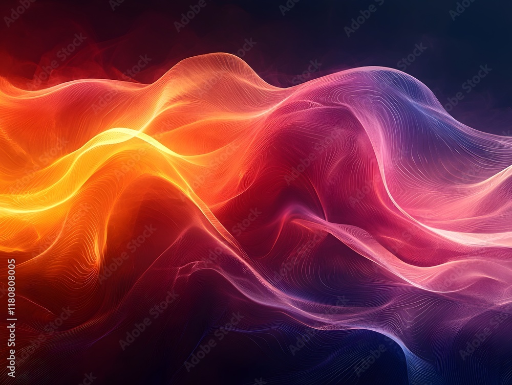 Poster mesmerizing neon gradient flow of abstract geometric shapes and intersecting lines
