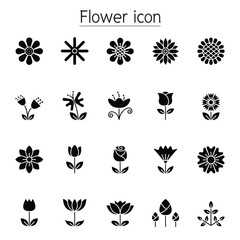 Flower icon set in thin line style