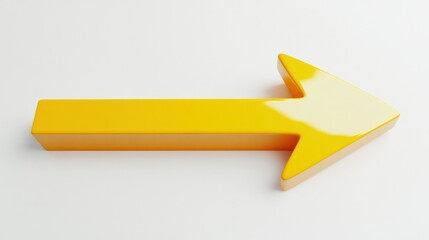 Stylized 3D arrow pointing forward in bold yellow with a glossy finish, on a white backdrop.