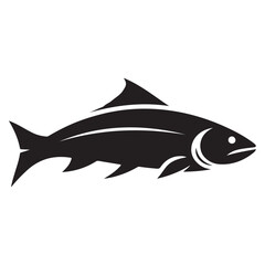 Elegant Salmon Fish Silhouette Vector Illustration Swimming Wildlife