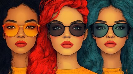 Feminine and bold illustration of women facing challenges with resilience and confidence