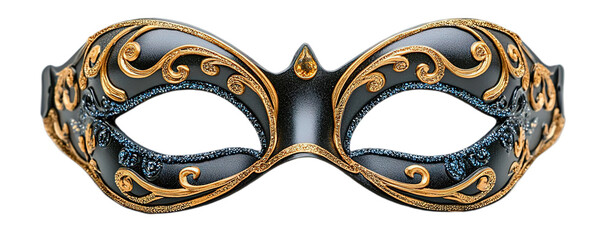 Elegant blue and gold masquerade mask with intricate detailing