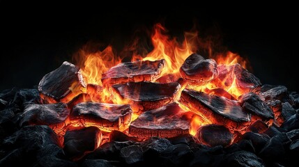 A glowing red and orange flame effect with realistic embers floating in the dark