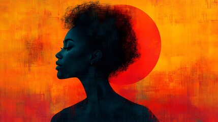 Artistic female silhouette with bold geometric shapes and subtle textures