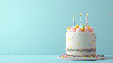 Birthday cake with colorful cream, delicious and attractive