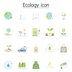 Ecology icon set in thin line style