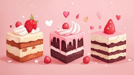 Birthday cake with colorful cream, delicious and attractive