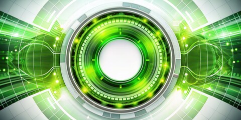 Obraz premium Abstract Green Circle Tech Design - Modern White Background Wallpaper