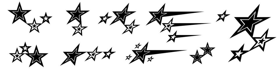 Y2K Aesthetic Sparkling Stars Retro Trendy Minimalistic Abstract Design for Futuristic Digital Graphics, Posters and Illustration Resources