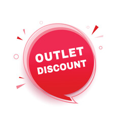 Outlet discount banner, announcement design speech bubble icon. vector graphic.