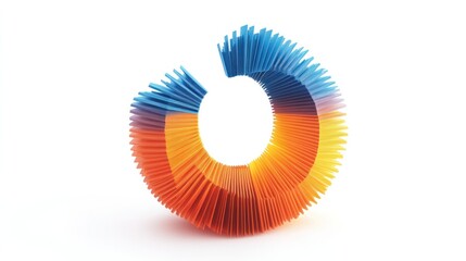Vibrant orange and blue 3D circle graph with sharp segment lines, symbolizing percentage distribution, isolated on white.