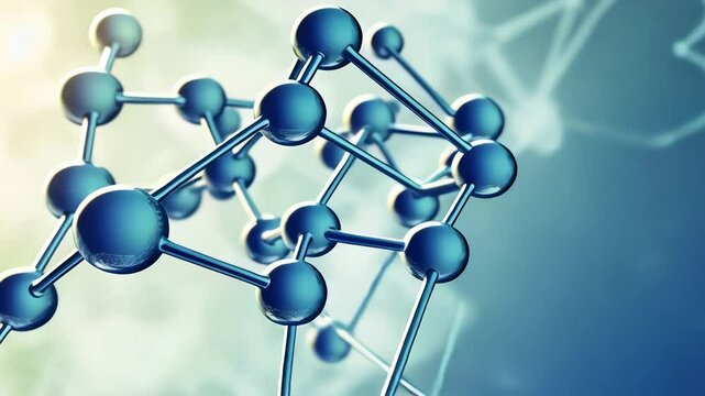 Low poly liquid molecule structure 3D render concept. Polygonal science research hyaluronic acid technology art. Futuristic modern abstract background. Connected wire mesh