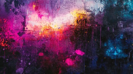 A layered graffiti composition with glowing gradients, metallic highlights, and abstract textures