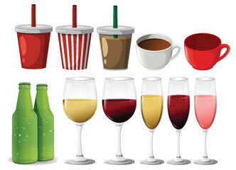 Variety of Beverage Illustrations