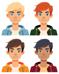 Fototapeta premium Diverse Cartoon Male Characters