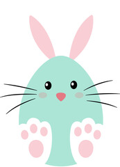 Isolated Easter eggs decorated as bunny flat vector illustration.
Easter egg with bunny ears icon.
Transparent background.