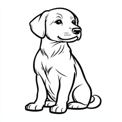 Fototapeta premium Simple line drawing of a golden on a white background, with a simple design,