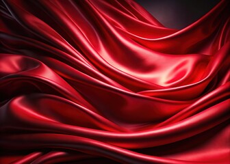 Obraz premium Luxurious Red Satin Fabric Abstract Background - Elegant Waves, Rich Texture