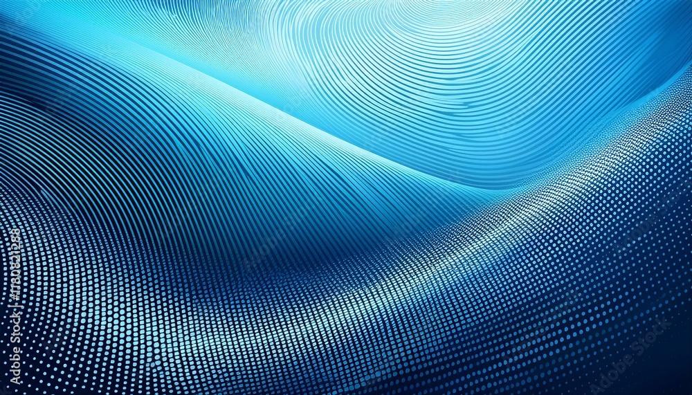 Aufkleber abstract background made of halftone dots and curved lines in light blue colors. generated image