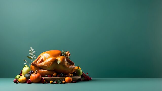 banner with empty space Without Text, Thanksgiving theme minimalist Green background