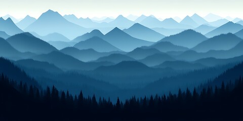 Obraz premium Blue Mountains Panorama, Forest View, Peaceful Landscape, Nature Wallpaper.