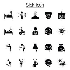 Sick icons set in thin line stlye