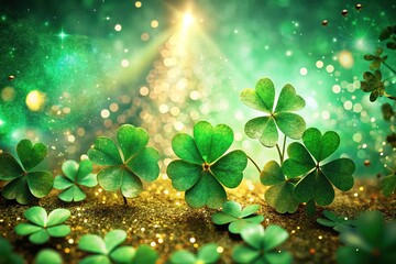 St. Patrick's Day Background: Festive Emerald Green Shamrock Celebration