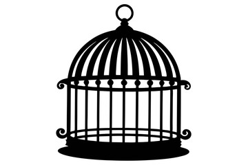 empty bird cage  silhouette vector illustration