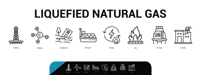 Liquefied natural gas - LNG - thin line two-tone icon concept vector illustration
