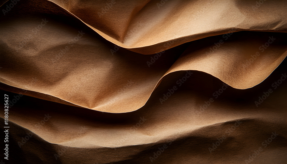 Aufkleber abstract image of crumpled brown paper, showcasing texture and shadows. ideal for backgrounds or des