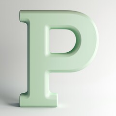 Soft-touch P in pale mint green, straight view, set against white.