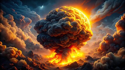 Surreal Fireball Black Smoke Photography: Epic Celestial Inferno Image