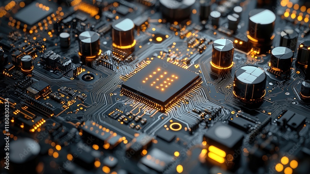 Aufkleber close-up of a circuit board: exploring the intricate details of modern technology. the image showcas