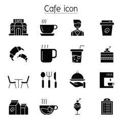 Coffee shop icons set in thin line style