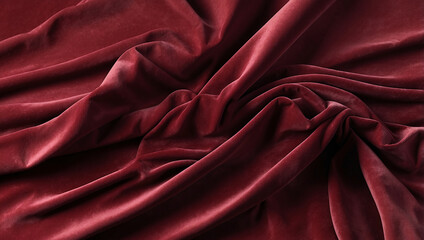 Obraz premium Luxurious Maroon Velvet Texture with Deep Shadows and Elegant Folds