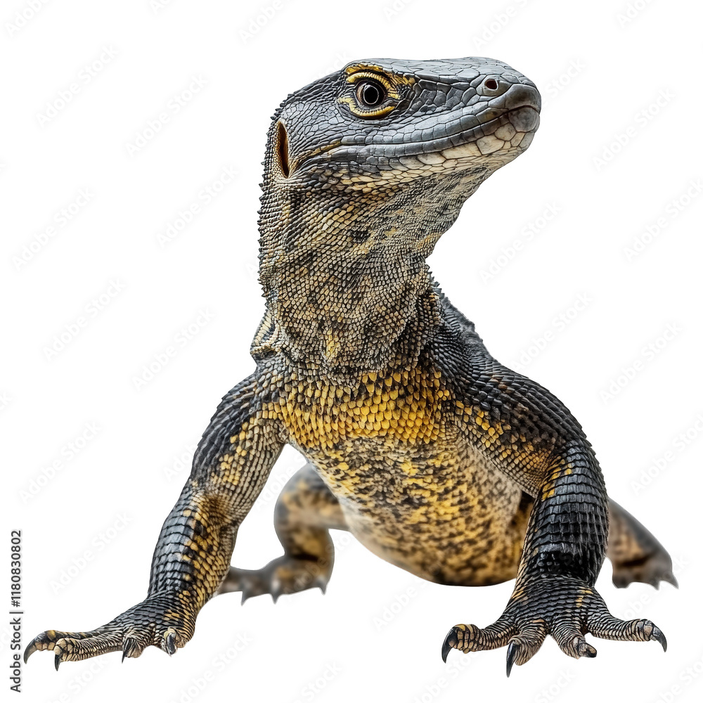 Poster close-up of a lizard with a textured body and distinct coloration. showcasing its vibrant scales and
