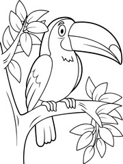 Obraz premium Cartoon Toucan Ready-to-print coloring page on standard 8.5x11 inch paper