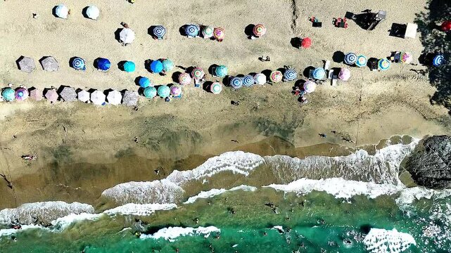 Top Down View of Palapas on the Beach