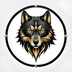 Ai-generated wolf head emblem.