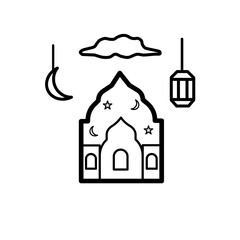 Ramadan background theme for greetings, card, infographic, flyer, template vector design template. Arabic and Islamic symbol. Ornament and element shape, simple and minimalist, line art