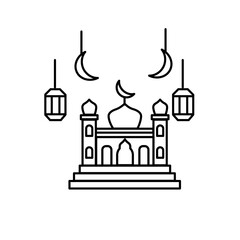 Ramadan background theme for greetings, card, infographic, flyer, template vector design template. Arabic and Islamic symbol. Ornament and element shape, simple and minimalist, line art